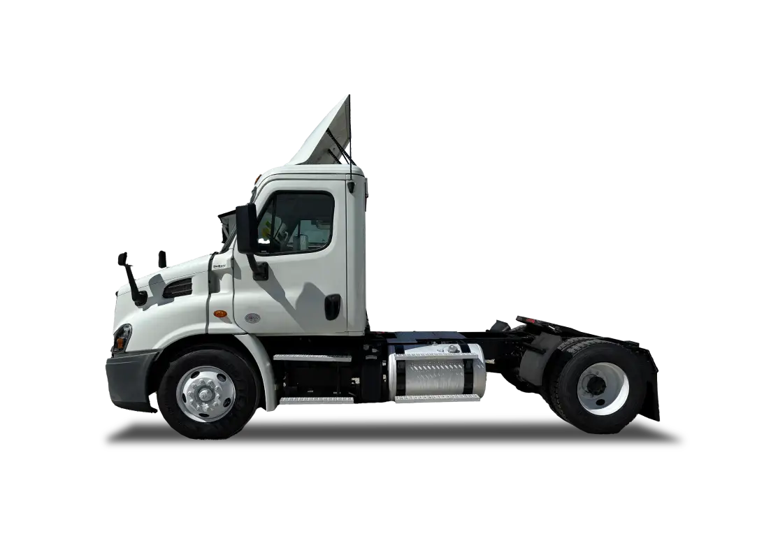 White day cab tractor, side view
