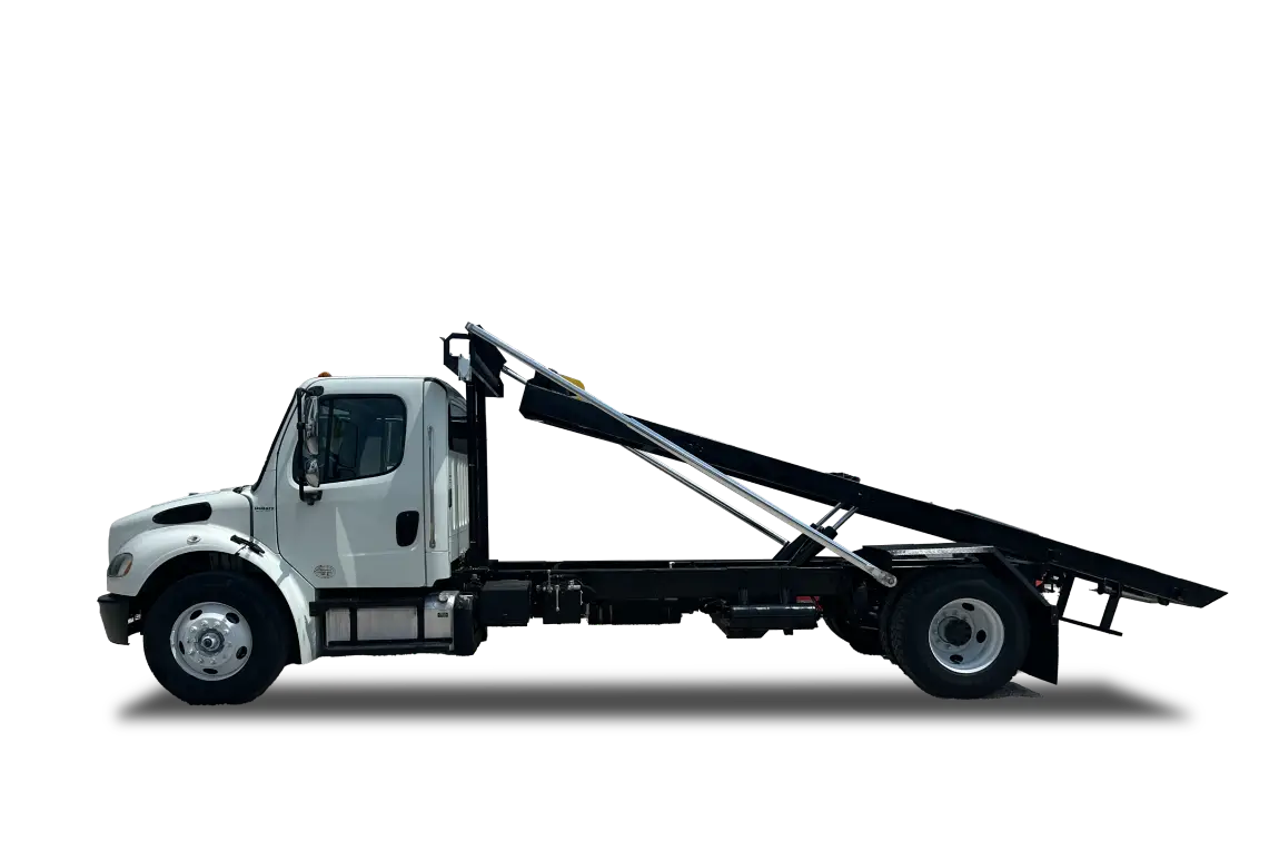 Roll-off truck, side view